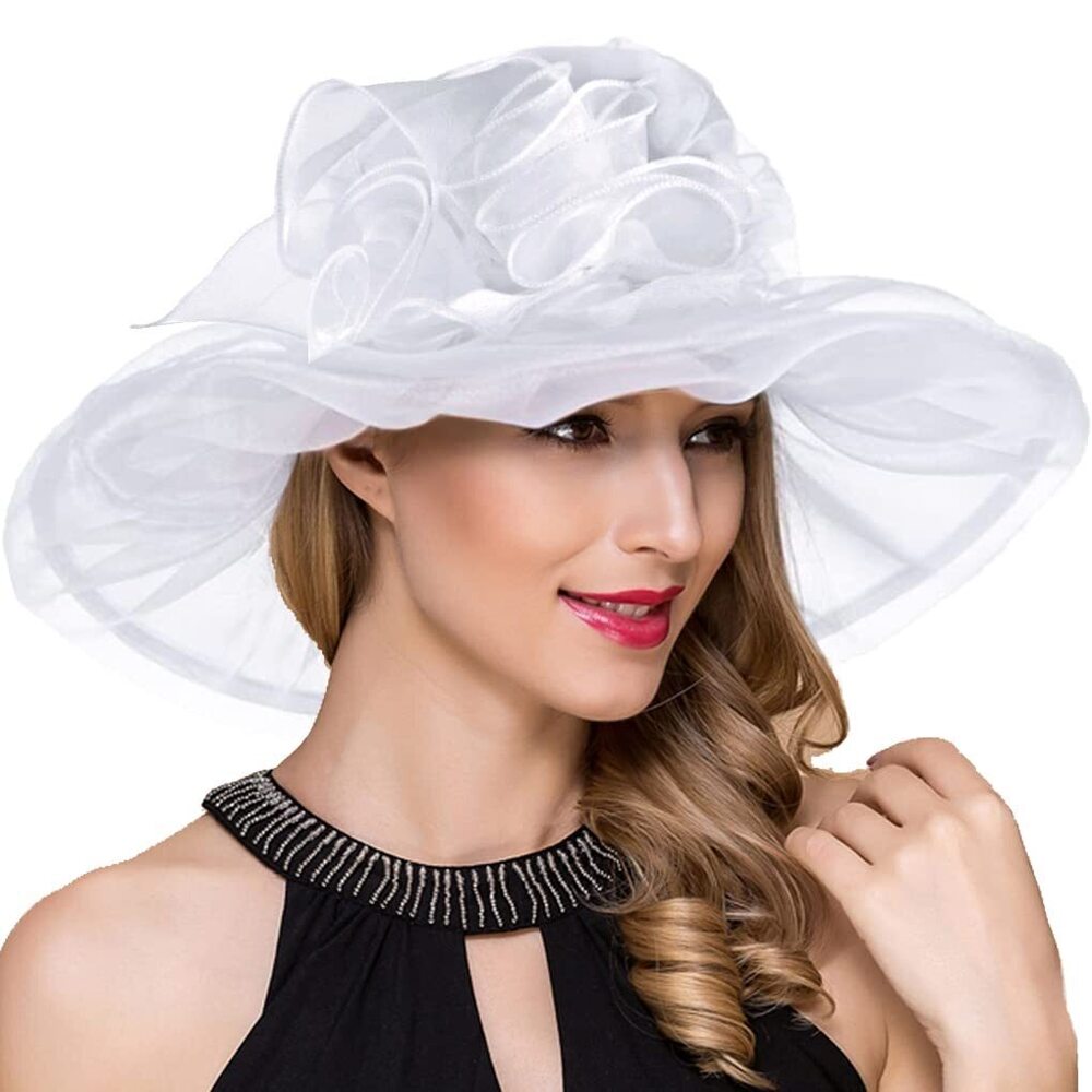 4652 Women Derby Church Dress Fascinator Wide Brim Tea Party Wedding Hats